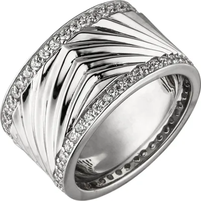 Produktbild von Breiter Ring 11,8mm Damenring aus 925 Silber mit Zirkonia rundum Fingerring Innenumfang 56mm Ø17.8mm