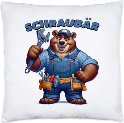 Produktbild von Schraubär Bär mit Werkzeug Kissen Inkl. Füllung Tischler Heizungsmechaniker