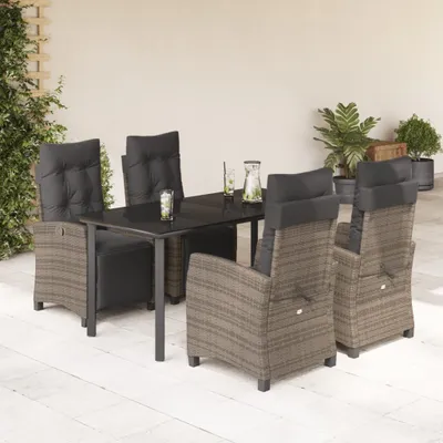 Immagine prodotto di Set di mobili da giardino di design Set di mobili da balcone 5 pezzi con cuscini in poly rattan grigio - set di mobili da giardino 2025 New4165378 3parcel