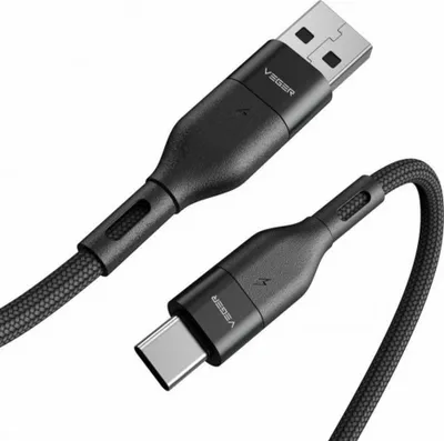 Obrázok produktu pre VEGER USB A na typ C PD 5A 100W AC03 kábel 1,2 m čierny
