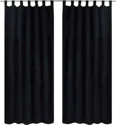 Produktbild von Vorhänge Gardinen aus Satin 2-teilig 140 x 225 cm Schwarz