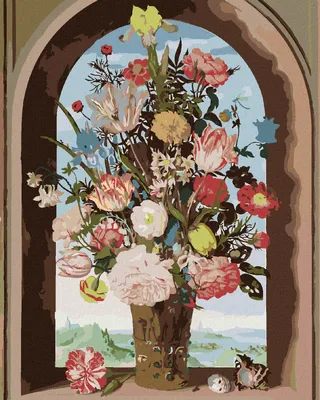 Immagine prodotto di Zuty - Pittura con diamanti - VASO CON FIORI NELL'IMBOCCATURA DELLA FINESTRA (AMBROSIUS BOSSCHAERT), 40x50 cm, tela tesa su telaio