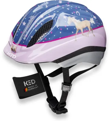 Produktbild von KED Meggy II Originals | Kinder Fahrradhelm Insektenschutznetz Integriertes LED-Rücklicht maxSHELL Technologie, Farbe: pferdefreunde, 52-58 (M)