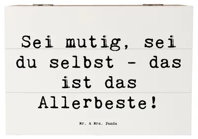 Produktbild von Mr. & Mrs. Panda Geschenkbox Spruch Mutig zu sich selbst stehen 22 x 15 cm - Weiß - Geschenk, Persönliches Wachstum, Ermutigung, Zuversicht, Authentizität, fotobox, Box