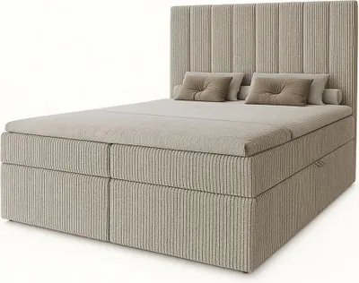 Obrázek produktu pro Hotelová manželská postel 160x200 GRETNA - béžová + topper