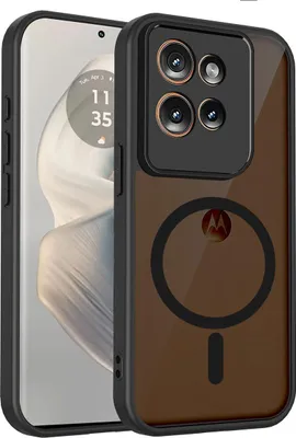 Obrázek produktu pro Magnetické pouzdro pro Motorola Edge 50, průsvitné tvrdé PC pouzdro s měkkým TPU rámečkem Černý