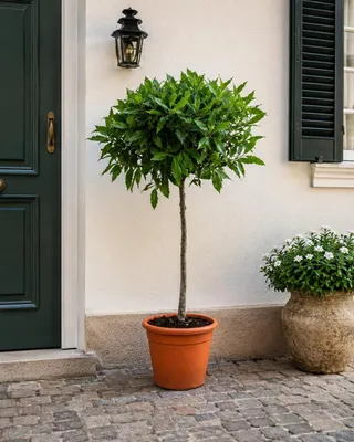 Produktbild von Laurus Nobilis Lorbeer Stämmchen 100–120 cm Echter Lorbeerbaum Kübelpflanze Mediterrane Gewürzpflanze winterhart