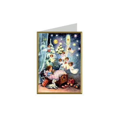 Produktbild von Weihnachtskarte A6 nostalgisch mit Engelmotiv und Umschlag