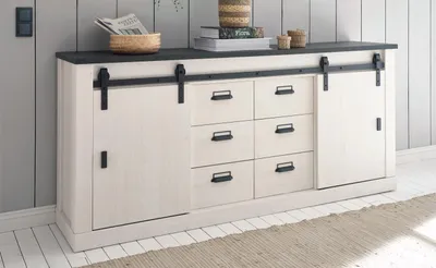 Produktbild von Sideboard Sherwood 55 Pinie weiß anthrazit mit soft-close 201 cm