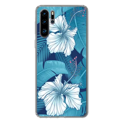 Produktbild von MuchoWow® Handyhülle Schutzhülle Hülle für Huawei P30 Pro Tropisch - Blumen - Blau Silikon Softcase Handy Hülle - Schutzdeckel