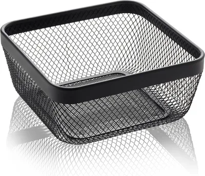 Obrázok produktu pre Štvorcový kovový bufetový kôš čierny 24,5 x 24,5 x 11 cm