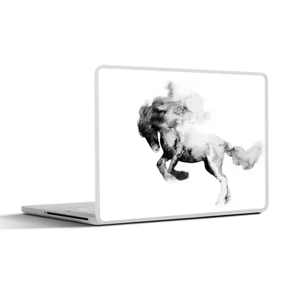Produktbild von MuchoWow® Laptop Aufkleber Sticker Cover Gemälde - Pferd - Tiere - Ölfarbe - Schwarz - Weiß 25x18 cm - Laptop-Deko