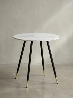 Produktbild von Esszimmertisch 75x75x76 cm Marmor-Optik Weiß Esstisch Modern, Küchentisch mit Metallbeinen, Kleiner Speisetisch Esszimmer Rund