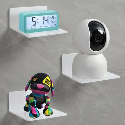 Produktbild von Schweberegal - 3er Set Wandregal aus Acryl - Zur Wandmontage in Wohnzimmer Schlafzimmer Badezimmer und Küche - 10 cm Weiß