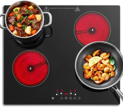 Imagen del producto de Placa de cocción de cerámica, 4 fuegos, placa de cocina, 4 zonas de cocción, control táctil, 9 niveles de potencia