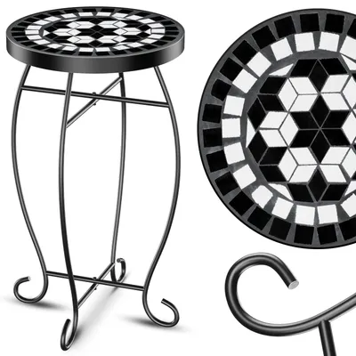 Produktbild von KESSER® Mosaiktisch Bistrotisch Blumenhocker Rund 60x34cm Metall Mosaik Beistelltisch Balkontisch Gartentische Terrassentisch Balkon Steinmosaik Garten Gartentisch Indoor Outdoor