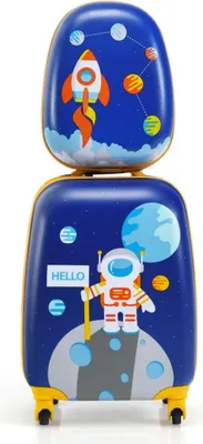 Obrázek produktu pro 2dílná sada dětských kufrů se vzorem astronaut batoh & kufr 27 x 20 x 43 cm tmavě modrá