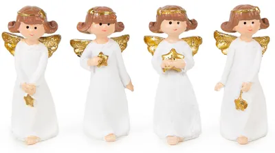 Produktbild von 4 kleine Engel weiß gold Engel Figuren Schutzengel 5 cm