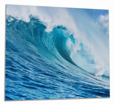 Produktbild von Wallario Herdabdeckplatte aus Glas, Größe 60 x 52 cm 1-teilig, Motiv Eindrucksvolle Welle im Ozean