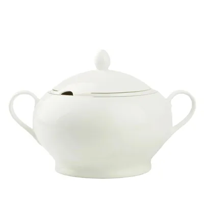 Zdjęcie produktu dla Porcelanowa waza do zupy 3L - miska do serwowania z serii BELLA białe złoto - elegancka miska na zupę, sałatkę i owoce, można myć w zmywarce