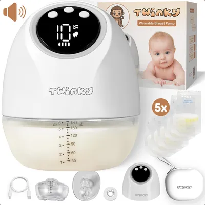 Obrázok produktu pre Elektrická odsávačka mlieka Twinky – Praktické odsávanie - Pamäťová funkcia - 4 režimy a 15 úrovní - Biela