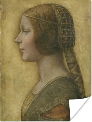 Produktbild von MuchoWow® Poster La Bella Principessa - Leonardo da Vinci 90x120 cm - Wohnzimmer