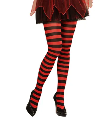 Image de Collants rayés noir-rouge