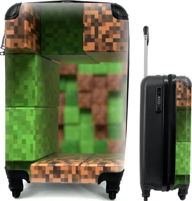 Obrázek produktu pro Kufr Příruční zavazadlo na kolečkách Malý cestovní kufr na 4 kolečkách Hry - Bloky - Minecraft - Hry - Děti - Velikost kabiny < 55x40x23 cm a 55x40x20