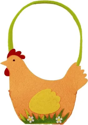 Produktbild von HAAC 2 Deko Filzkorb Ostern Osterkorb Osternest mit Huhn Blume und Henkel 24 cm
