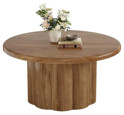 Obrázok produktu pre Krúhly konferenčný stolík do obývačky, 80 cm, hnedý, drevo/MDF