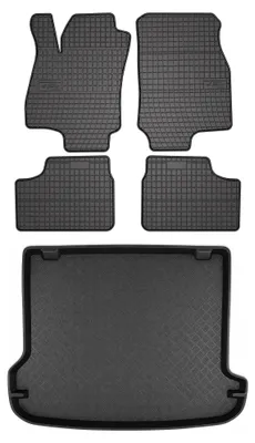 Productafbeelding van Rubberen automatten + kofferbakmat voor Opel Astra G 1998-2009 (stationwagen) – 5-delig, zwart, op maat – Wielganizator SolidPRO