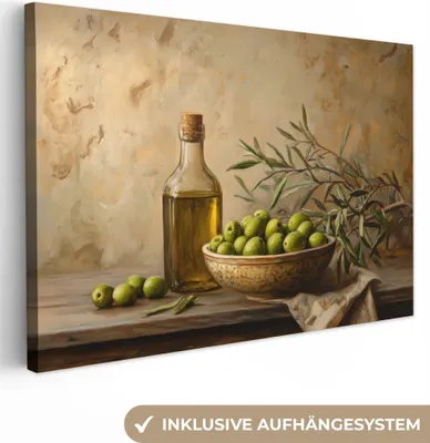 Produktbild von Wanddeko 60x40 cm - Stilleben - Oliven, Leinwand Bilder Wohnzimmer