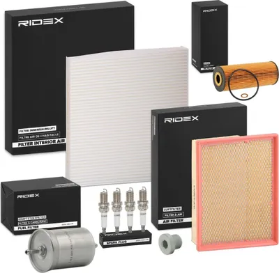 Produktbild von RIDEX Inspektionspaket Filterset passend für MERCEDES-BENZ C-Klasse Limousine (W202) CLK (C208) CLK Cabriolet (A208) C-Klasse T-modell (S202)