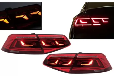 Productafbeelding van LED-achterlichten voor VW Passat B8 3G, modeljaren 2015-2019, sedan, met dynamische knipperlichten en een B8.5-look.
