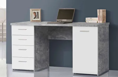 Schreibtisch NETBOB 1-trg 4 Schubladen Beton Optik / Weiß von Forte