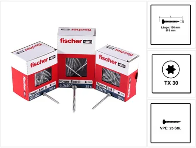 Zdjęcie produktu dla Fischer 670533, Śruba, Metal, Drewno, Ogólna użyteczność, Gwint częściowy, Łeb kopułkowy