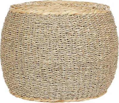 Produktbild von BELIANI Pouf Naturfarben Seegras und Wasserhyazinthe Rund ⌀ 40 cm Geflochten Handgefertigt Boho Modern Wohnzimmer Ausstattung Hocker Indoor Deko