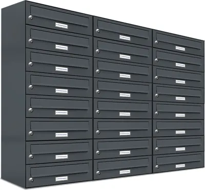 Produktbild von 24er Briefkasten Anthrazit Anlage 24 Fach Wandbriefkasten Postkasten