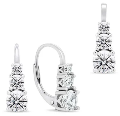 Produktbild von Elegant silver jewelry set with zircons SET221W (earrings, pendant)
