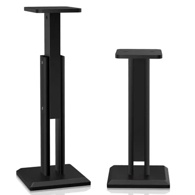 Produktbild von 2X Universal Lautsprecherständer, 65-85 cm Höhenverstellbar, Boxenständer Holz für Satelliten Regallautsprecher von 4 -10 Zoll, 20kg Tragkraf, Schwarz