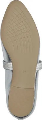 Produktbild von MARCO TOZZI Damen Ballerina Riemchenballerina mandelförmige Spitze 2-22119-44, Größe:39 EU, Farbe:Silber