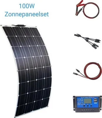 Zdjęcie produktu dla Kompletny zestaw paneli słonecznych o mocy 100 W - Plug and play do kampera - łodzi - przyczepy kempingowej - szopy - Możliwość podłączenia do akumulatora