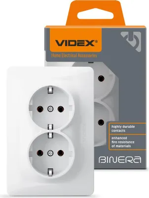 Immagine prodotto di Videx Binera tipo F doppia presa schuko da incasso bianca da 16A