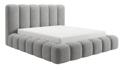 Produktbild von Polsterbett 160x200 Selvo mit Bettkasten, Metall-Lattenrost - Wolkenbett mit dicker Schaumstoffpolsterung - Grau, KI-generiertes Bild