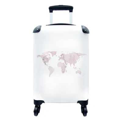 Produktbild von MuchoWow® Koffer Handgepäck Trolley Rollkoffer Kleine Reisekoffer mit 4 Rollen - Weltkarte - Aquarellfarbe - Rosa - Cabin Size < 55x40x23 cm & 55x40x20 cm - Fotokoffer - Kabinenkoffer - Boardgepäck - Reise-Box - Reisekoffer - Reisegepäck - Koffer mit Bild - Trolley für Kinder