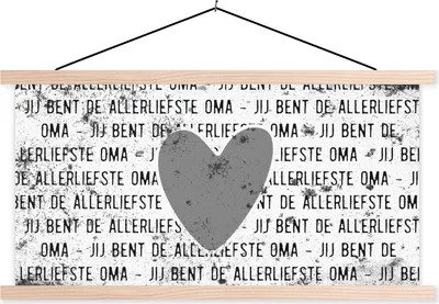 Produktbild von MuchoWow® Textilposter Liebe Oma - Muttertag - Retro - Geschenk - schwarz-weiß 60x30 cm mit holzfarbenen Rahmen - Dekoration