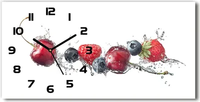 Produktbild von Wanduhr aus Glas – 60x30 cm - Glasbild - Glasuhr - Gehärtetes Glas - schwarze-zeiger - Waldfrüchte