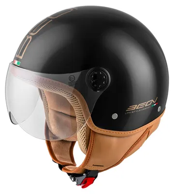 Produktbild von BEON Design Luxe Jethelm Scooterhelm mit Visier, L, Schwarz