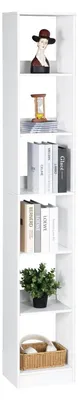 Image de Étagère bibliothèque 6 niveaux, étagère cubique, dimensions 24 x 30 x 183 cm, couleur blanche. Étagère de rangement, étagère ouverte