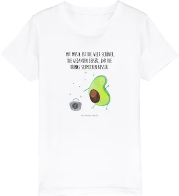 Produktbild von Mr. & Mrs. Panda Kleinkinder T-Shirt Avocado Tanzen 3-4 Jahre (98/104) - Weiß - Geschenk, Singen, Musik, Urlaub, Jungen, Kurzarm Kinder, Teenager, Organic, Party